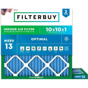 imageFilterbuy 15x15x1 Air Filter MERV 13 Optimal Smoke ampamp Allergy Defense 2Pack Electrostatic Pleated HVAC AC Furnace Filters Replacement Made in USA Actual Size 1500 x 1500 x 07510x10x1