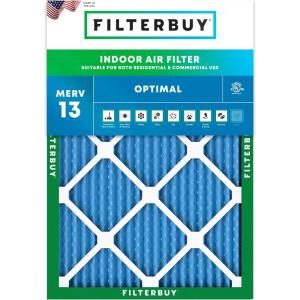 imageFilterbuy 15x25x1 Air Filter MERV 13 Optimal Smoke ampamp Allergy Defense 1Pack Electrostatic Pleated HVAC AC Furnace Filters Replacement Made in USA Actual Size 1450 x 2450 x 07514x16x1