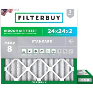imageFilterbuy 16x20x2 Air Filter MERV 8 Essential Dust ampamp Allergy Defense 2Pack Electrostatic Pleated HVAC AC Furnace Filters Replacement Made in USA Actual Size 1550 x 1950 x 17524x24x2