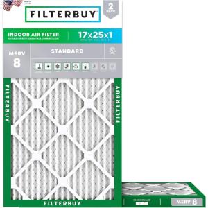 imageFilterbuy 16x20x2 Air Filter MERV 8 Essential Dust ampamp Allergy Defense 2Pack Electrostatic Pleated HVAC AC Furnace Filters Replacement Made in USA Actual Size 1550 x 1950 x 17517x25x1