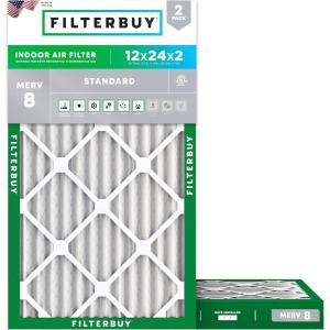 imageFilterbuy 16x20x2 Air Filter MERV 8 Essential Dust ampamp Allergy Defense 2Pack Electrostatic Pleated HVAC AC Furnace Filters Replacement Made in USA Actual Size 1550 x 1950 x 17512x24x2