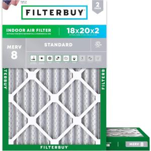 imageFilterbuy 16x20x2 Air Filter MERV 8 Essential Dust ampamp Allergy Defense 2Pack Electrostatic Pleated HVAC AC Furnace Filters Replacement Made in USA Actual Size 1550 x 1950 x 17518x20x2