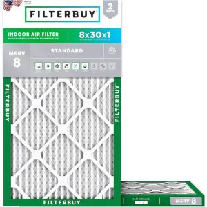 imageFilterbuy 16x20x2 Air Filter MERV 8 Essential Dust ampamp Allergy Defense 2Pack Electrostatic Pleated HVAC AC Furnace Filters Replacement Made in USA Actual Size 1550 x 1950 x 1758x30x1
