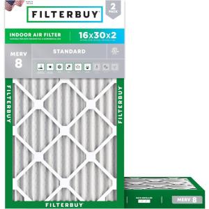 imageFilterbuy 16x20x2 Air Filter MERV 8 Essential Dust ampamp Allergy Defense 2Pack Electrostatic Pleated HVAC AC Furnace Filters Replacement Made in USA Actual Size 1550 x 1950 x 17516x30x2