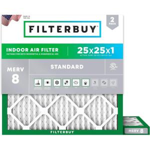 imageFilterbuy 16x20x2 Air Filter MERV 8 Essential Dust ampamp Allergy Defense 2Pack Electrostatic Pleated HVAC AC Furnace Filters Replacement Made in USA Actual Size 1550 x 1950 x 17525x25x1