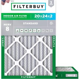 imageFilterbuy 16x20x2 Air Filter MERV 8 Essential Dust ampamp Allergy Defense 2Pack Electrostatic Pleated HVAC AC Furnace Filters Replacement Made in USA Actual Size 1550 x 1950 x 17520x24x2