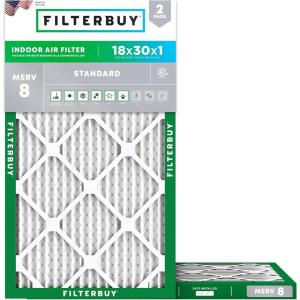 imageFilterbuy 16x20x2 Air Filter MERV 8 Essential Dust ampamp Allergy Defense 2Pack Electrostatic Pleated HVAC AC Furnace Filters Replacement Made in USA Actual Size 1550 x 1950 x 17518x30x1
