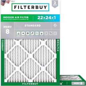 imageFilterbuy 16x20x2 Air Filter MERV 8 Essential Dust ampamp Allergy Defense 2Pack Electrostatic Pleated HVAC AC Furnace Filters Replacement Made in USA Actual Size 1550 x 1950 x 17522x24x1