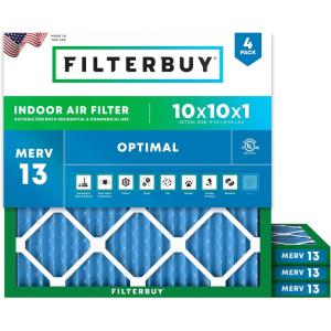 imageFilterbuy 20x24x2 Air Filter MERV 13 Optimal Smoke amp Allergy Defense 4Pack Electrostatic Pleated HVAC AC Furnace Filters Replacement Made in USA Actual Size 1938 x 2338 x 17510x10x1