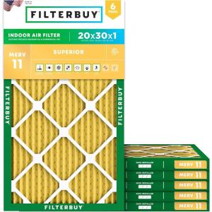 imageFilterbuy 18x18x2 Air Filter MERV 11 Superior Pet amp Allergy Defense 6Pack Electrostatic Pleated HVAC AC Furnace Filters Replacement Made in USA Actual Size 1775 x 1775 x 17520x30x1