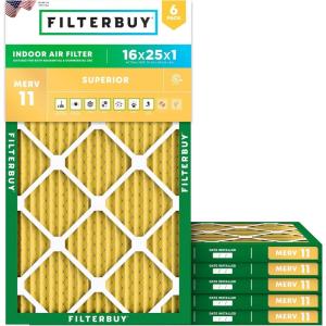 imageFilterbuy 18x18x2 Air Filter MERV 11 Superior Pet amp Allergy Defense 6Pack Electrostatic Pleated HVAC AC Furnace Filters Replacement Made in USA Actual Size 1775 x 1775 x 17516x25x1
