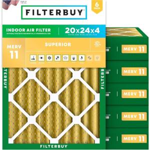 imageFilterbuy 18x18x2 Air Filter MERV 11 Superior Pet amp Allergy Defense 6Pack Electrostatic Pleated HVAC AC Furnace Filters Replacement Made in USA Actual Size 1775 x 1775 x 17520x24x4