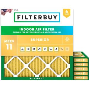 imageFilterbuy 18x18x2 Air Filter MERV 11 Superior Pet amp Allergy Defense 6Pack Electrostatic Pleated HVAC AC Furnace Filters Replacement Made in USA Actual Size 1775 x 1775 x 17522x22x1