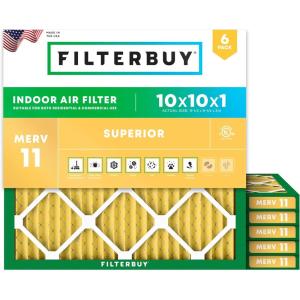 imageFilterbuy 18x18x2 Air Filter MERV 11 Superior Pet amp Allergy Defense 6Pack Electrostatic Pleated HVAC AC Furnace Filters Replacement Made in USA Actual Size 1775 x 1775 x 17510x10x1
