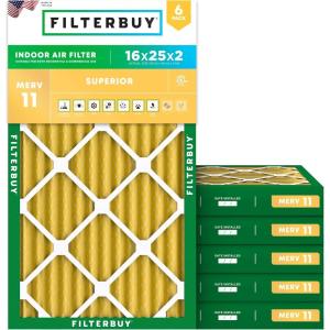 imageFilterbuy 18x18x2 Air Filter MERV 11 Superior Pet amp Allergy Defense 6Pack Electrostatic Pleated HVAC AC Furnace Filters Replacement Made in USA Actual Size 1775 x 1775 x 17516x25x2