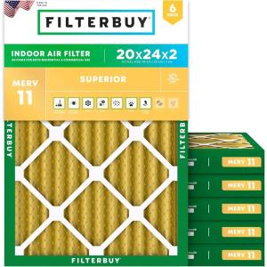 imageFilterbuy 18x18x2 Air Filter MERV 11 Superior Pet amp Allergy Defense 6Pack Electrostatic Pleated HVAC AC Furnace Filters Replacement Made in USA Actual Size 1775 x 1775 x 17520x24x2