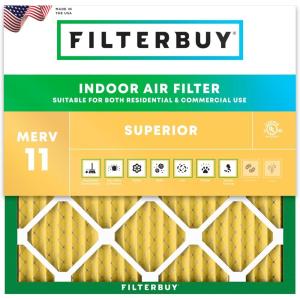 imageFilterbuy 20x36x2 Air Filter MERV 11 Superior Pet amp Allergy Defense 1Pack Electrostatic Pleated HVAC AC Furnace Filters Replacement Made in USA Actual Size 1950 x 3550 x 17521x21x1