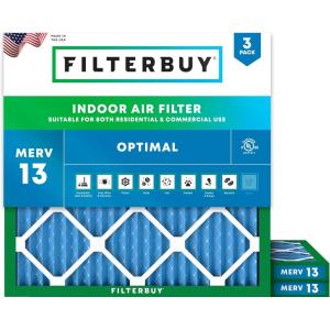 imageFilterbuy 30x36x2 Air Filter MERV 13 Optimal Smoke amp Allergy Defense 3Pack Electrostatic Pleated HVAC AC Furnace Filters Replacement Made in USA Actual Size 2981 x 3581 x 17519x19x1